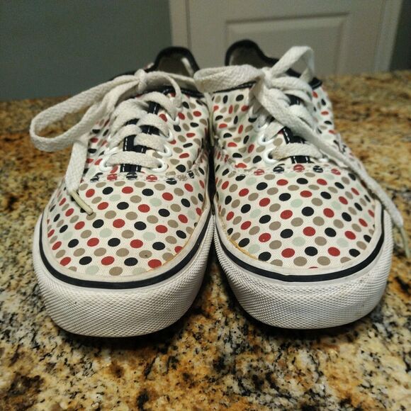 Vtg Vans polka dot Multicolor Canvas Lace Up Men’s Size 7 Woman's 8.5 - Picture 2 of 12